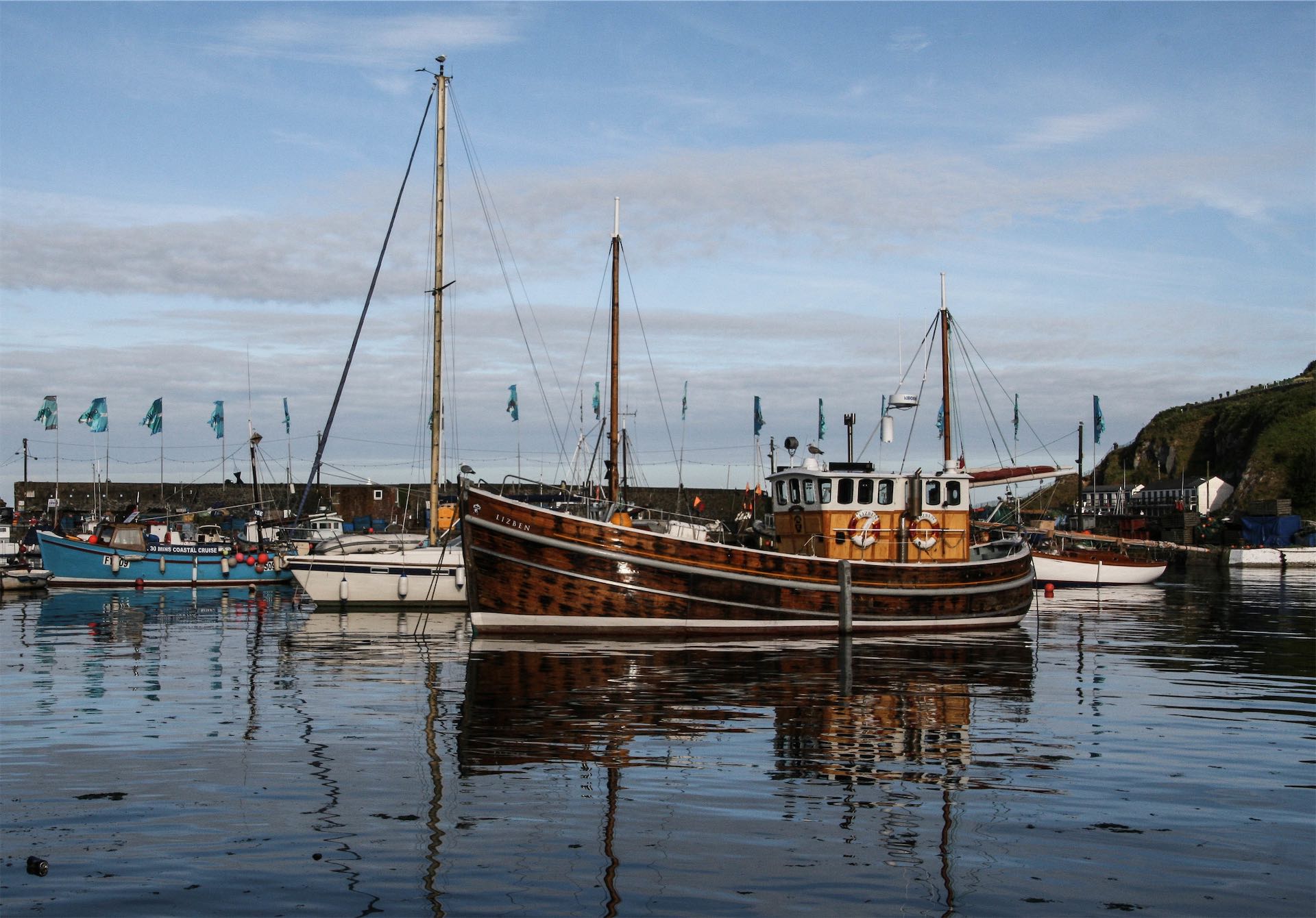 Rainy coastal whaling harbor